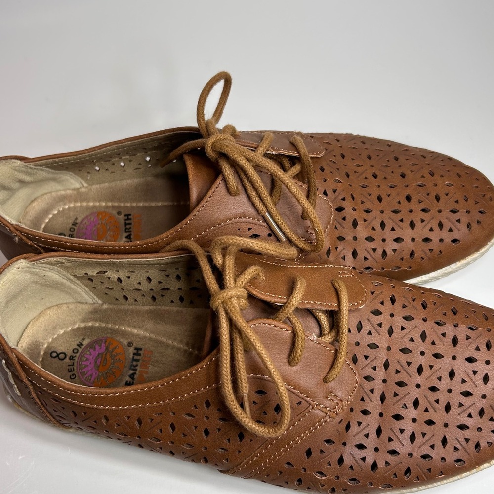 Earth Spirit Gelron Brown Laser Cut Perforated Lace Up Oxfords Womens 8 - Picture 11 of 14